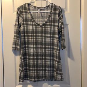 Piphany Cream and Grey Plaid Shirt